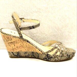 CHINESE LAUNDRY Womens Sandals Size 9 Cork‎ Wedge Ankle Strap Animal Print
